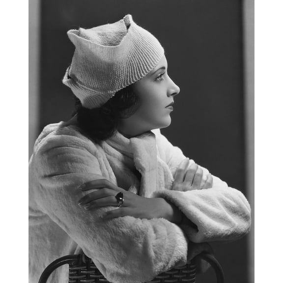 Kay Francis Profile With Arms Folded in Fall Outfit And Cap 24x36 Classic Hollywood Poster