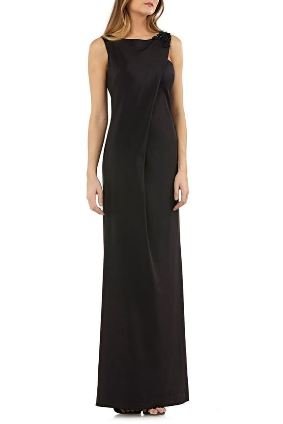 Women's Sleeveless Stretch Crepe Gown Dress, Size 2 - Black