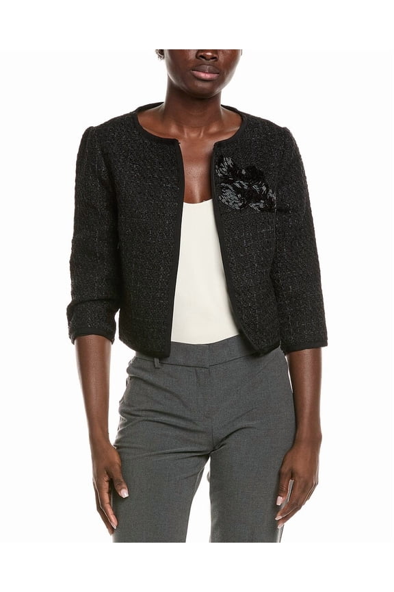 womens Louisa Evening Jacket, 4, Black