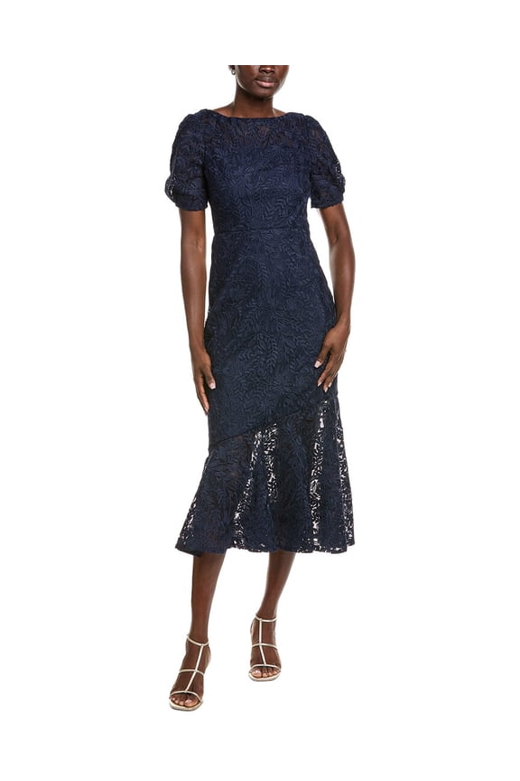 womens Portia Tea-Length Dress, 4, Blue