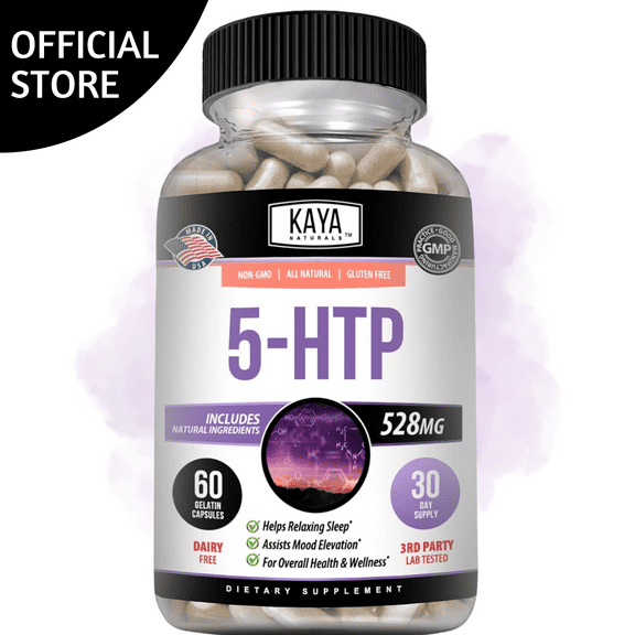 Kaya Naturals - 5-HTP Includes Natural Ingredients for Positive Mood and Well-Being, Mood Booster and Sleep Support (60 Gelatin Capsules)
