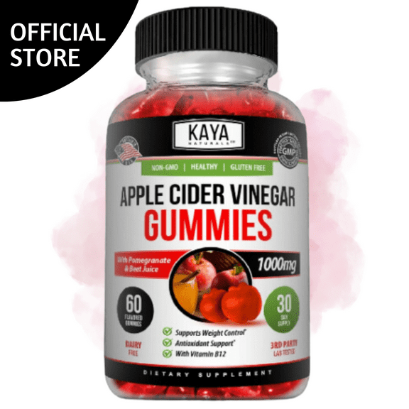 Kaya Naturals Apple Cider Vinegar Gummies - Cleanse Digestion Supplement - Effective Natural Detox - Made with Natural Ingredients - 60 Count