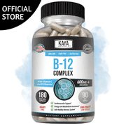 Kaya Naturals B-12 Complex Supplement for Energy & Metabolism Support, Non-GMO, 60 Capsules
