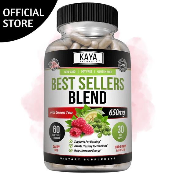 Kaya Naturals Best Sellers Blend - Energy to Burn Fat | Healthy Metabolism - Soy Free, Non-GMO and Gluten Free - Natural Ingredients for Overall Wellness - 60 Vegetable Capsules