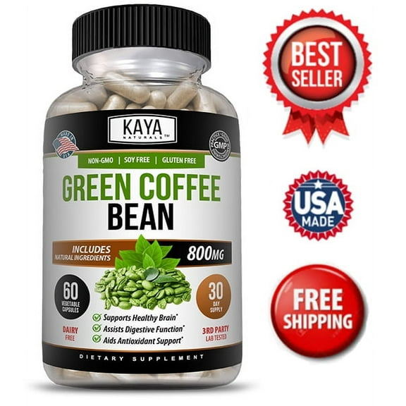Kaya Naturals Green Coffee Bean 60ct - Weight Management, Antioxidant, Blood Pressure Support- 800mg