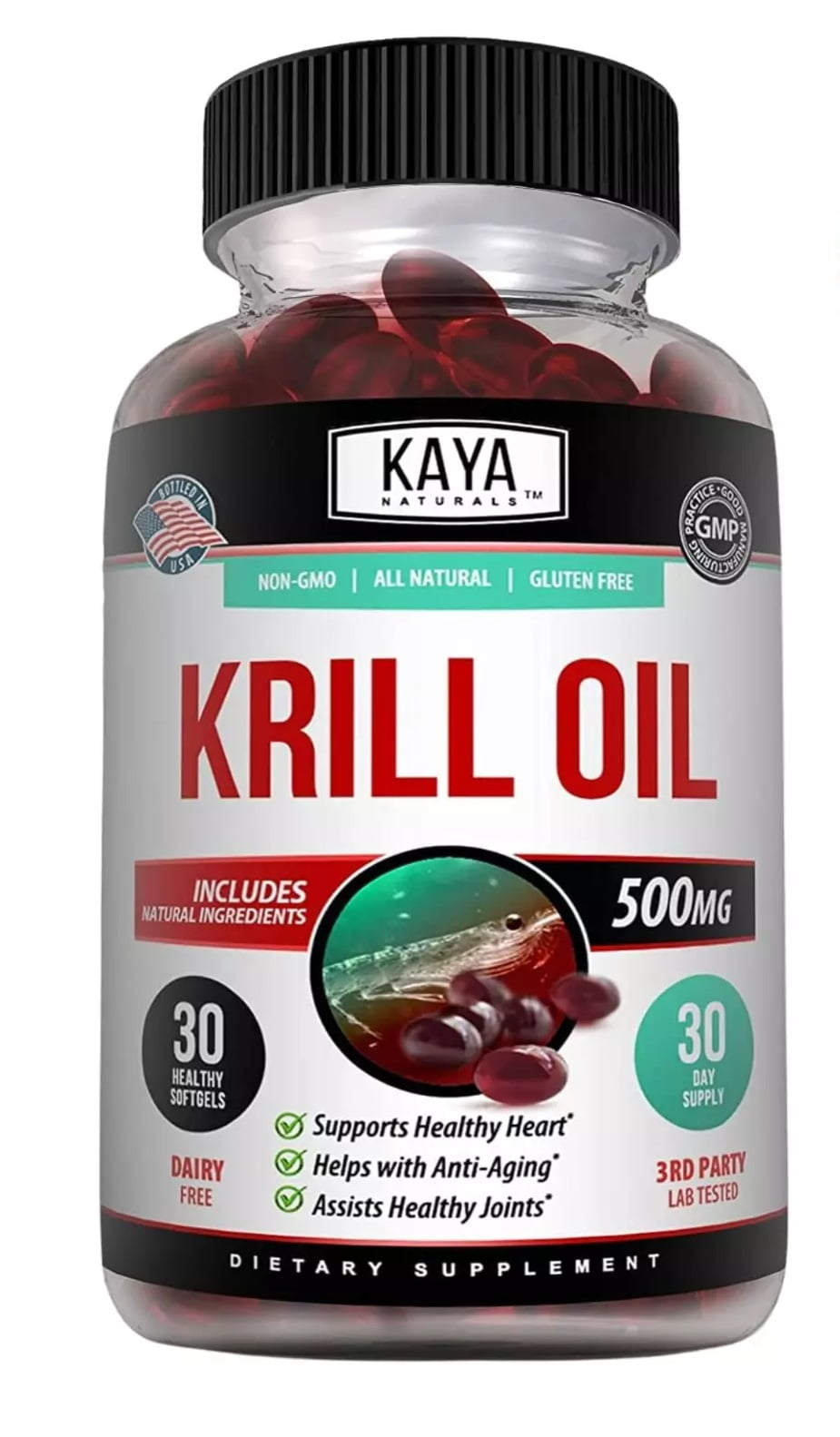 Kaya Naturals Krill Oil With Astaxanthin Supplement 30 Softgel