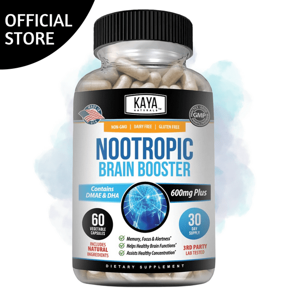 Kaya Naturals - Nootropic Brain Booster - for Memory & Focus - Brain Support Supplement - Focus & Concentration & Learning Accuracy - Cognitive Function - 60 Count