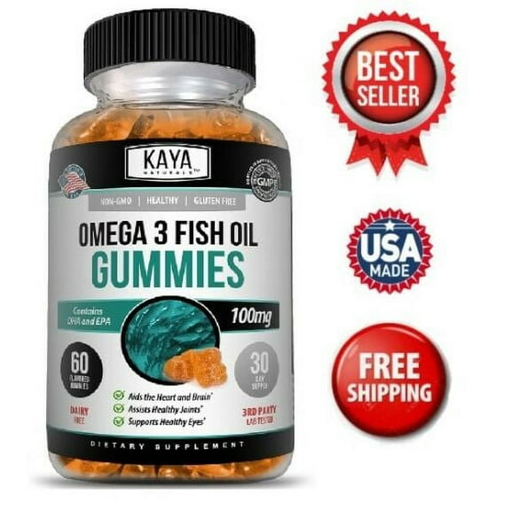 Kaya Naturals Omega 3 Fish Oil Gummies Supplement , Aids Healthy Joint Function & Heart Wellness