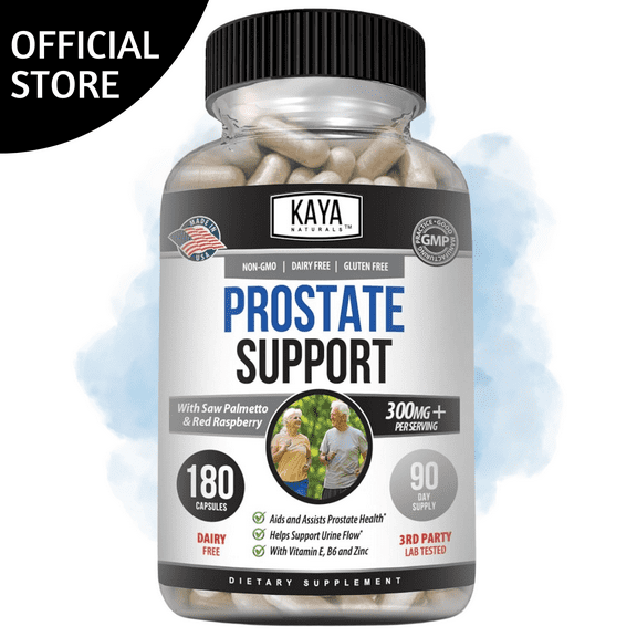 Kaya Naturals Prostate Support | Potent DHT Blocker for Hair Growth, Promote Sleep, Beta Blocker to Reduce Frequent Urination, Support Bladder Emptying & Stamina Supplement (180 Capsules)