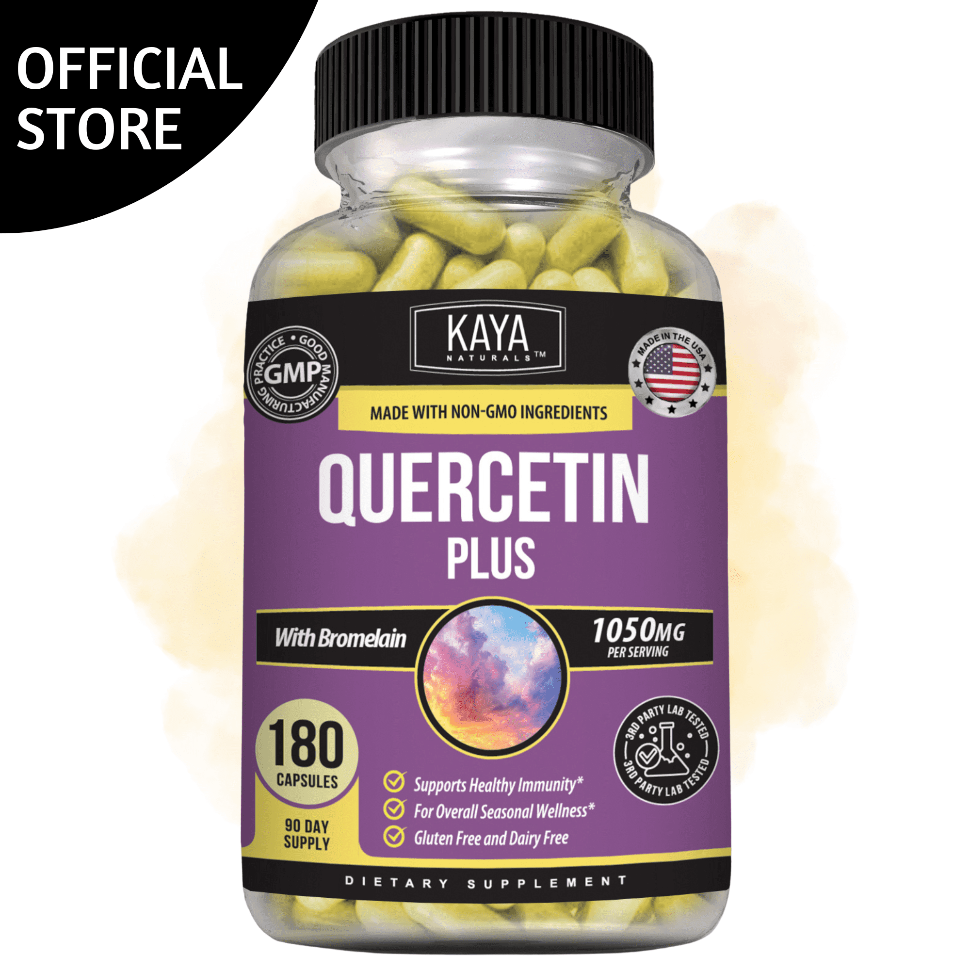 Kaya Naturals Quercetin with Zinc & Bromelain Capsules for Daily Wellness – 180 Count