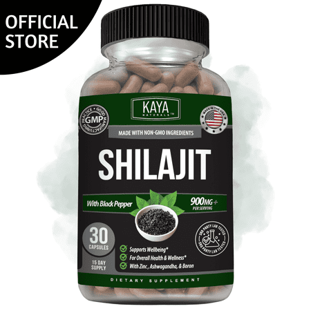 Kaya Naturals Shilajit Supplement for Energy & Daily Wellness Support, Mineral-Rich Formula for Active Lifestyle, 30 Capsules