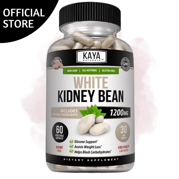 Kaya Naturals White Kidney Bean - Carb Blocking Supplement - 100% Pure Fat Absorber for Weight Support, Helps Metabolize Fats, Clinically Tested, Promotes Healthy Body Weight - 60 Capsules