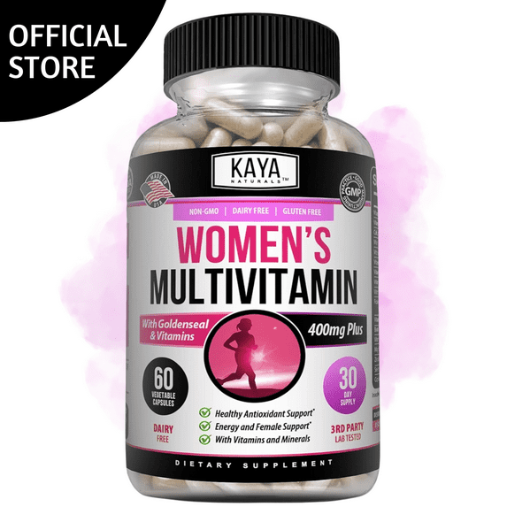 Kaya Naturals Women's Multivitamin, Overall Healthy Antioxidant, and Immune Support, Vitamins A, D, C, E, Biotin, Folic Acid, & Multi-Mineral, Energy & Metabolism Vitamin Supplement 60 Count