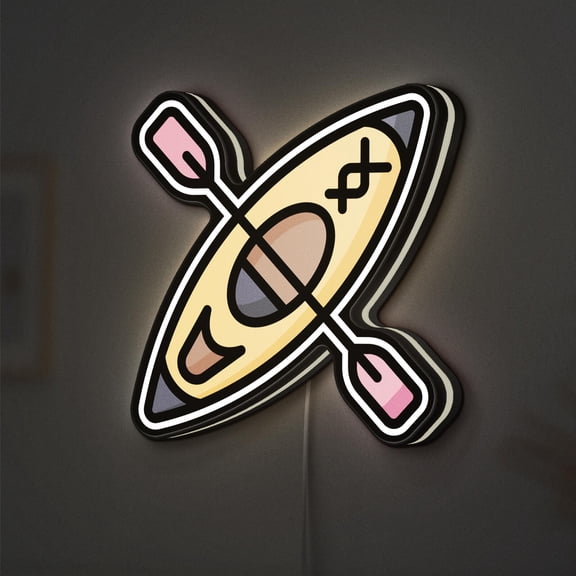 Kayak 3D Novelty Light Box, Canoe and Rafting Wall Art, Olympic Sports Decor for Outdoor Enthusiasts (Width 12 inch, 30cm)