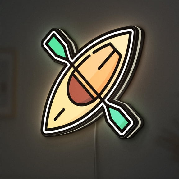 Kayak 3D Novelty Light Box, Summertime Water Sports Wall Art, Outdoor Activity Decor for Sports Fans (Width 16 inch, 40cm)