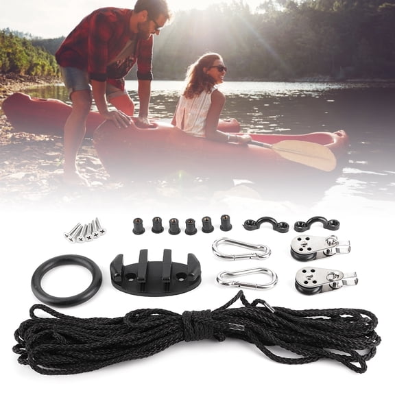Kayak Anchor Trolley Kit System,Anchor Trolley Kit With Rope Pulley Pad Eyes For Kayak Canoe Boats Water Sports Accessories
