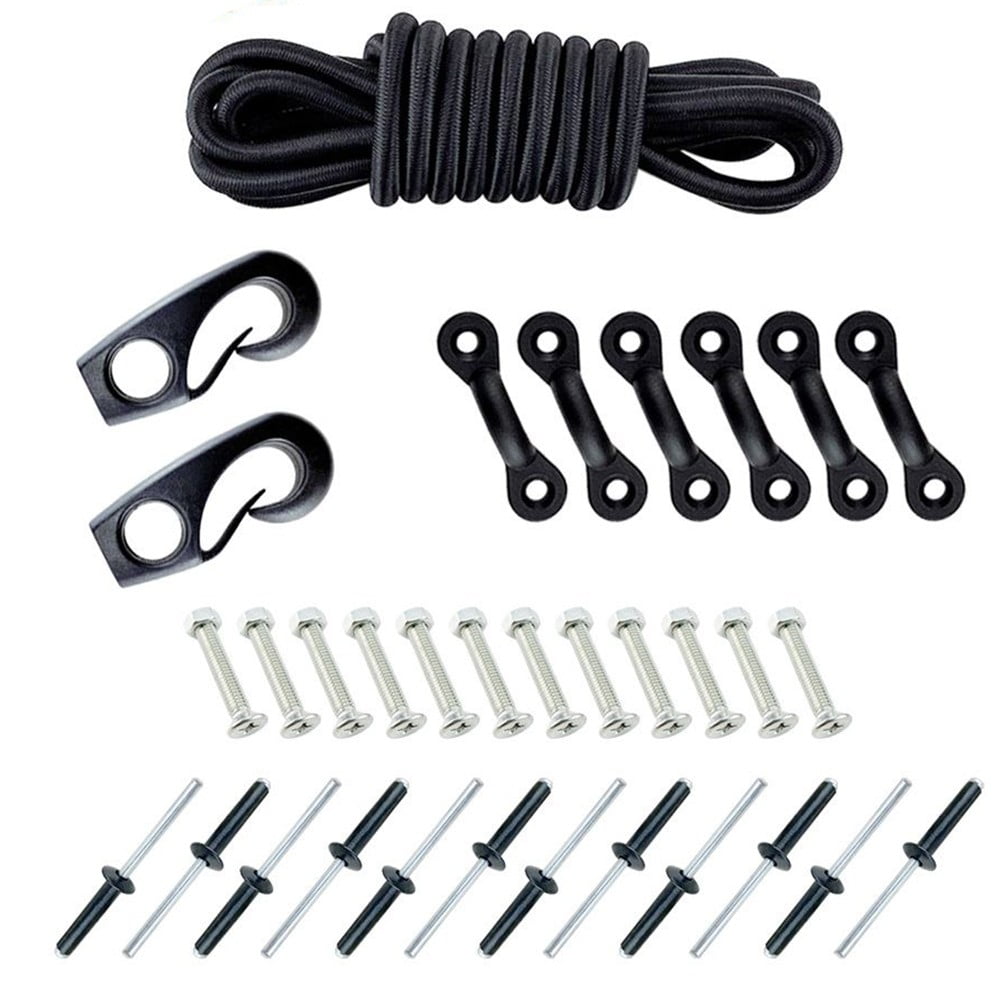 Kayak Canoe Bungee Rigging Kit With Screws Rivets Bungee Cord Ends Rope ...