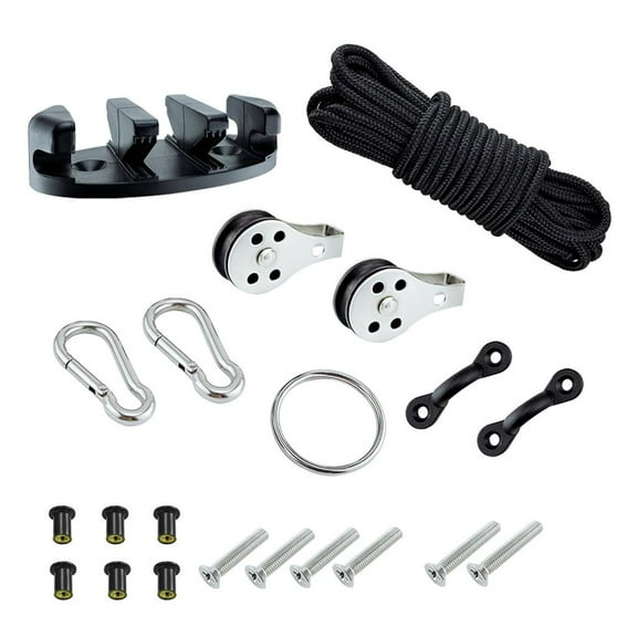 Kayak Canoes Anchor Trolley System with Pulleys Pad Eye Cleats 30 Feet of Rope Strong