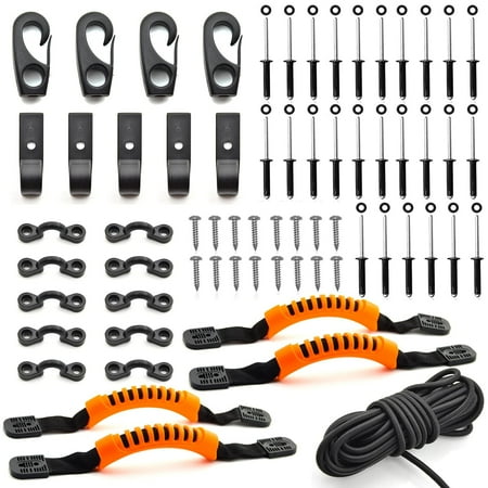 Kayak Carry Handle Rigging Kit -Kayak Canoe Carry Handles, 15 FT 6mm Elastic Bungee Cord Replacement Parts for Kayaks Canoes Boat Suitcase