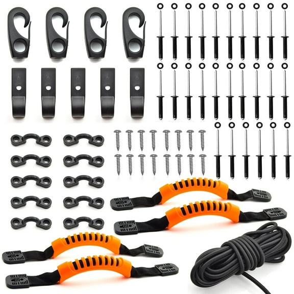 Kayak Carry Handle Rigging Kit -Kayak Canoe Carry Handles, 15 FT 6mm Elastic Bungee Cord Replacement Parts for Kayaks Canoes Boat Suitcase