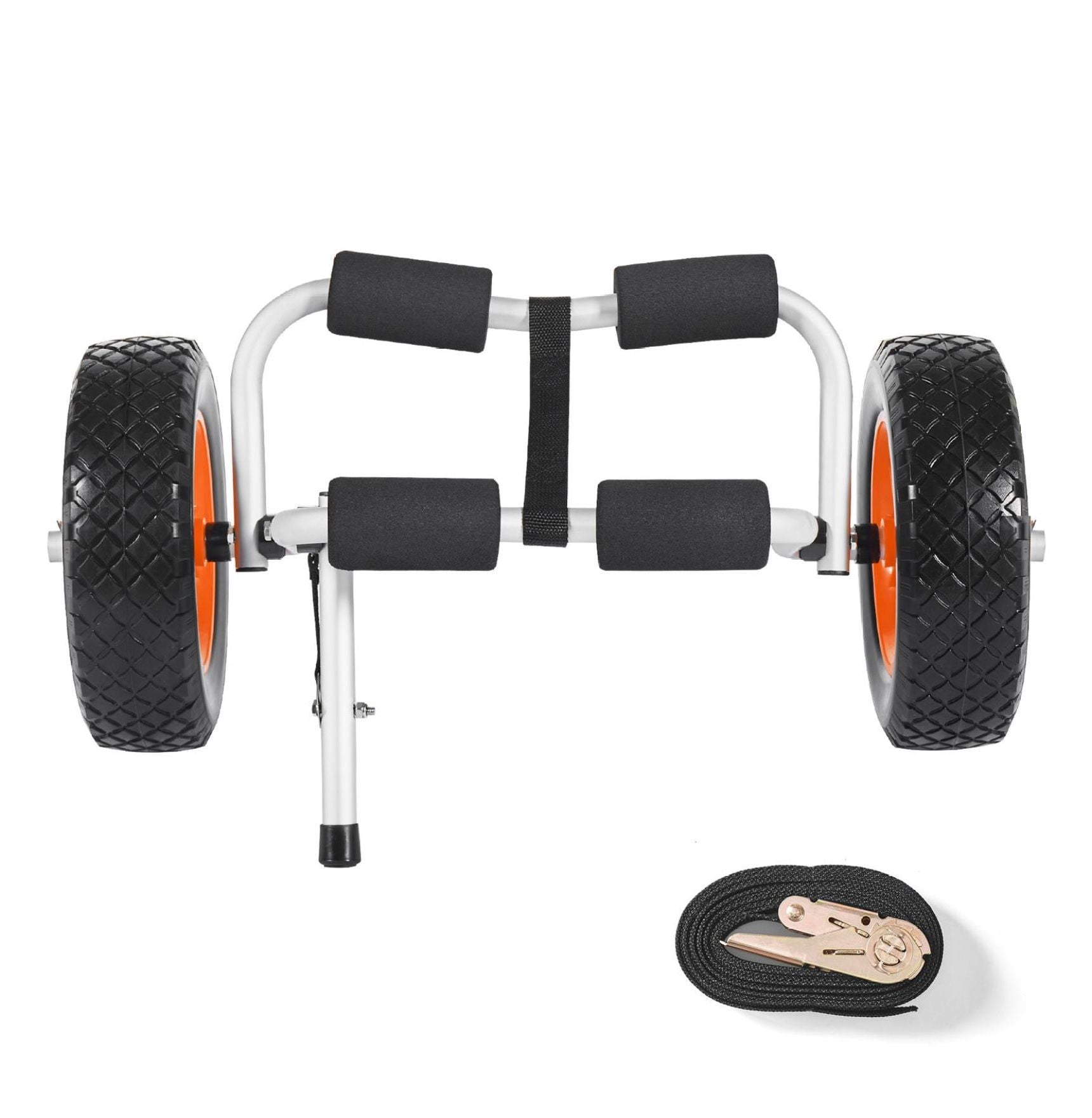 Kayak Cart 200lbs - Foldable Kayak Trolley with 10-inch Tires & Ratchet Strap - Canoe & Paddleboard Carrier for Boats, Mats & More