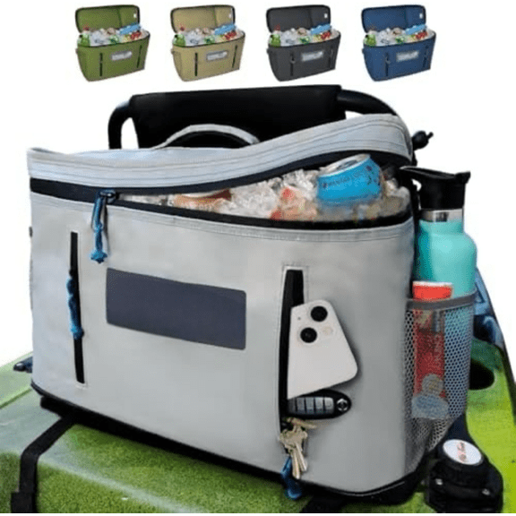 Kayak Cooler Behind Seat Small Portable Cooler Bag for Kayak Seat Storage, Kayak Accessories for Fishing, Kayak Crate, Insulated Soft Sided Cooler Bag for Paddle Board Cooler - Fishing Blueprint