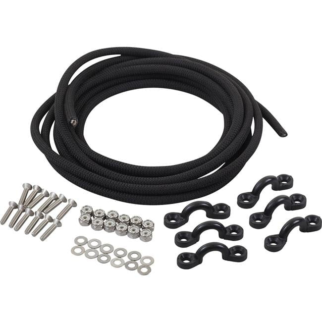 Kayak Bungee Deck Kit - Includes 150" Leash, 2 J-Hooks, 2 Terminals, 6 Pad Eyes, 14 Screws & Nuts