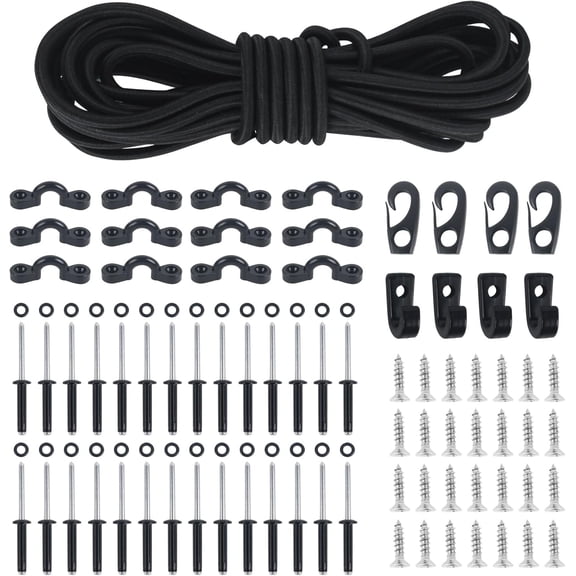 Kayak Deck Rigging Kit with 19.7 FT Bungee Cord,Deck Rigging Kit Accessory with Deck Loops Tie Down Pad Eyes and Mount Accessories,Kayak Bungee Rigging Kit,for Kayak Boat Canoe Kit