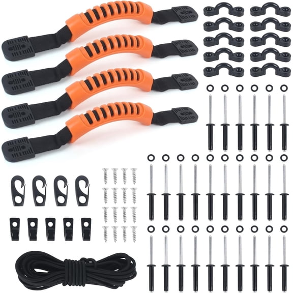 Kayak Deck Rigging Kit,Deck Rigging Kit Accessory,Kayak Bungee Rigging Kit,Inclue 19.7 Ft Bungee Cord,10 Nylon Pad Eyes,5 J Hooks Tie Down Hooks,4 Bungee Shock Cord Hooks,Screws,Rivets