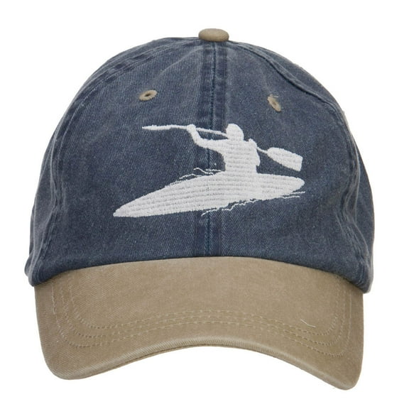 Kayak Embroidered Washed Two Tone Cap - Navy Khaki OSFM