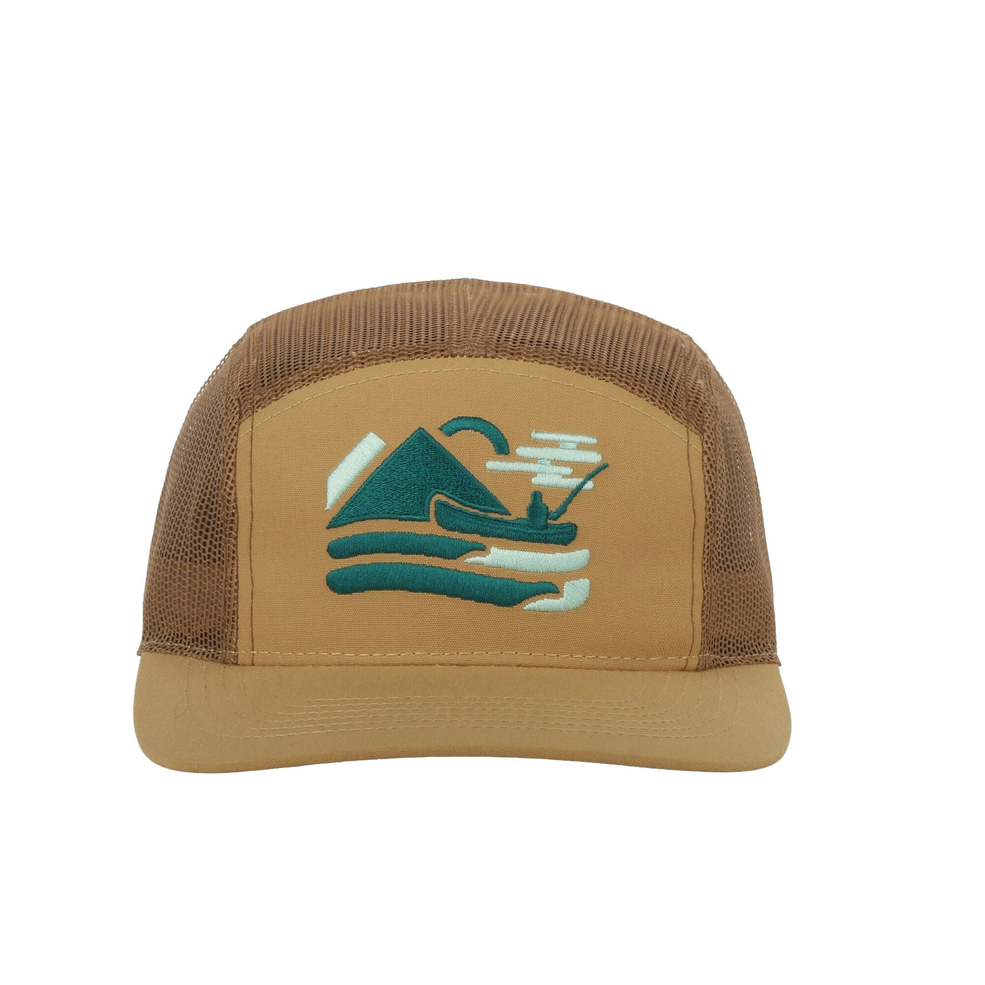 Outdoor Cap Kayak Fishing Camper Hat – Mesh Back Flat Bill Snapback, One Size, Bronze