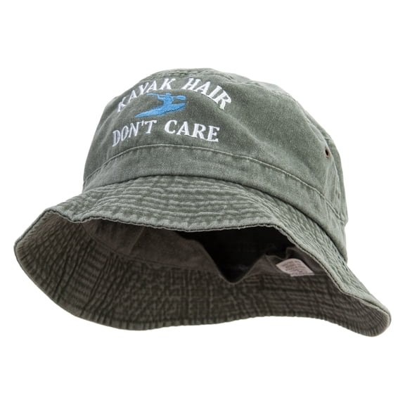 Kayak Hair Don't Care Embroidered Big Size Washed Hat - Olive XL-2XL