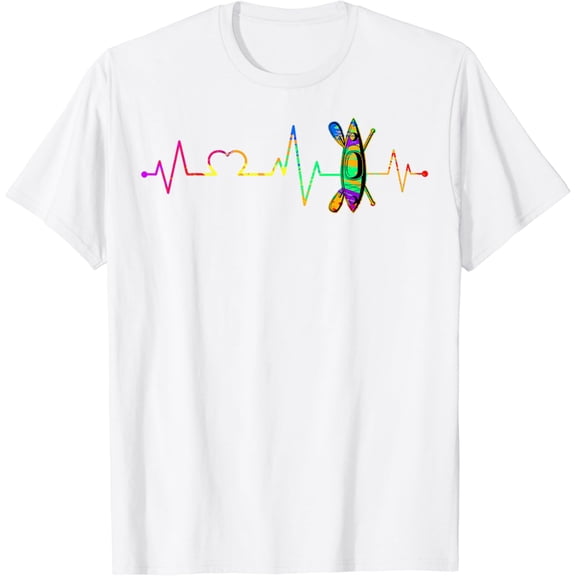 Kayak Heartbeat Kayaking Paddling Racing Kayaker Fishing T-Shirt100% pure cotton white short-sleeved T-shirts for men and women