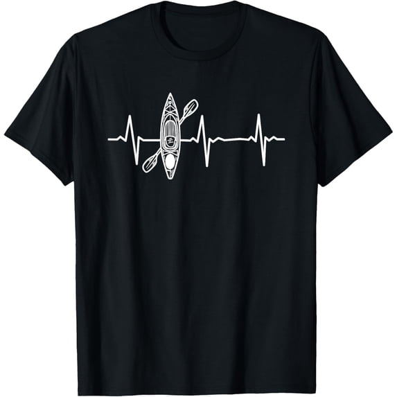 Kayak Heartbeat - Lake Kayak White Water Kayaking Canoeing T-Shirt