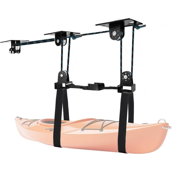 Kayak Hoist for Garage Ceiling, Heavy Duty Kayak Pulley System, Hold Up to 150 lbs Capacity, Cargo Box Storage, Garage Organization Lift System Fit 10-14 Foot Ceilings