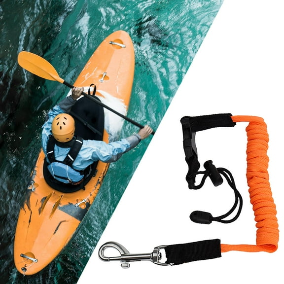 Kayak Leash, Paddle Safety Rope Fishing Rod Trolley Elastic Surfboard Surf Rope for Canoeing Surf Board Paddle Kayaking Rafting Orange
