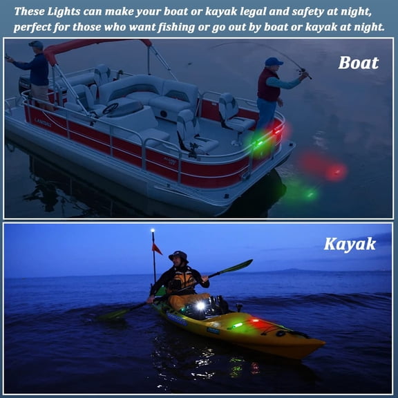 Kayak Navigation Lights Stern Lights Battery Operated, Waterproof Kayak Lights For Night Kayaking, Paddle Board Lights, Marine Safety Lights For Pontoon Boat, Bass Boat, Dinghy