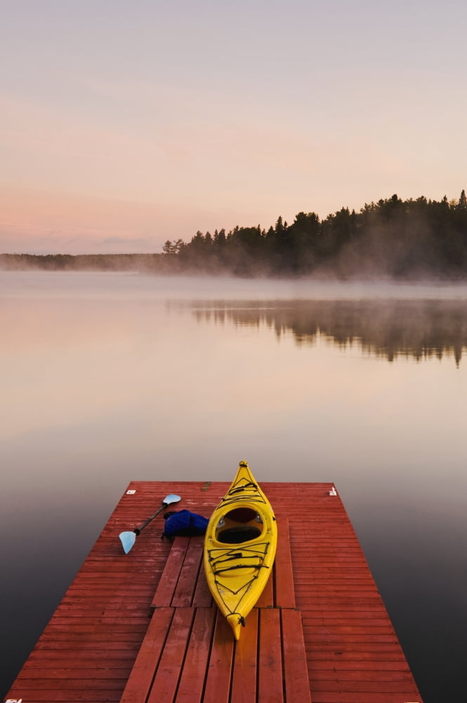 Kayak On Dock In Northwestern Ontario Lake Of The Woods Ontario Canada Canvas Art - Dave Reede Design Pics (12 x 18)