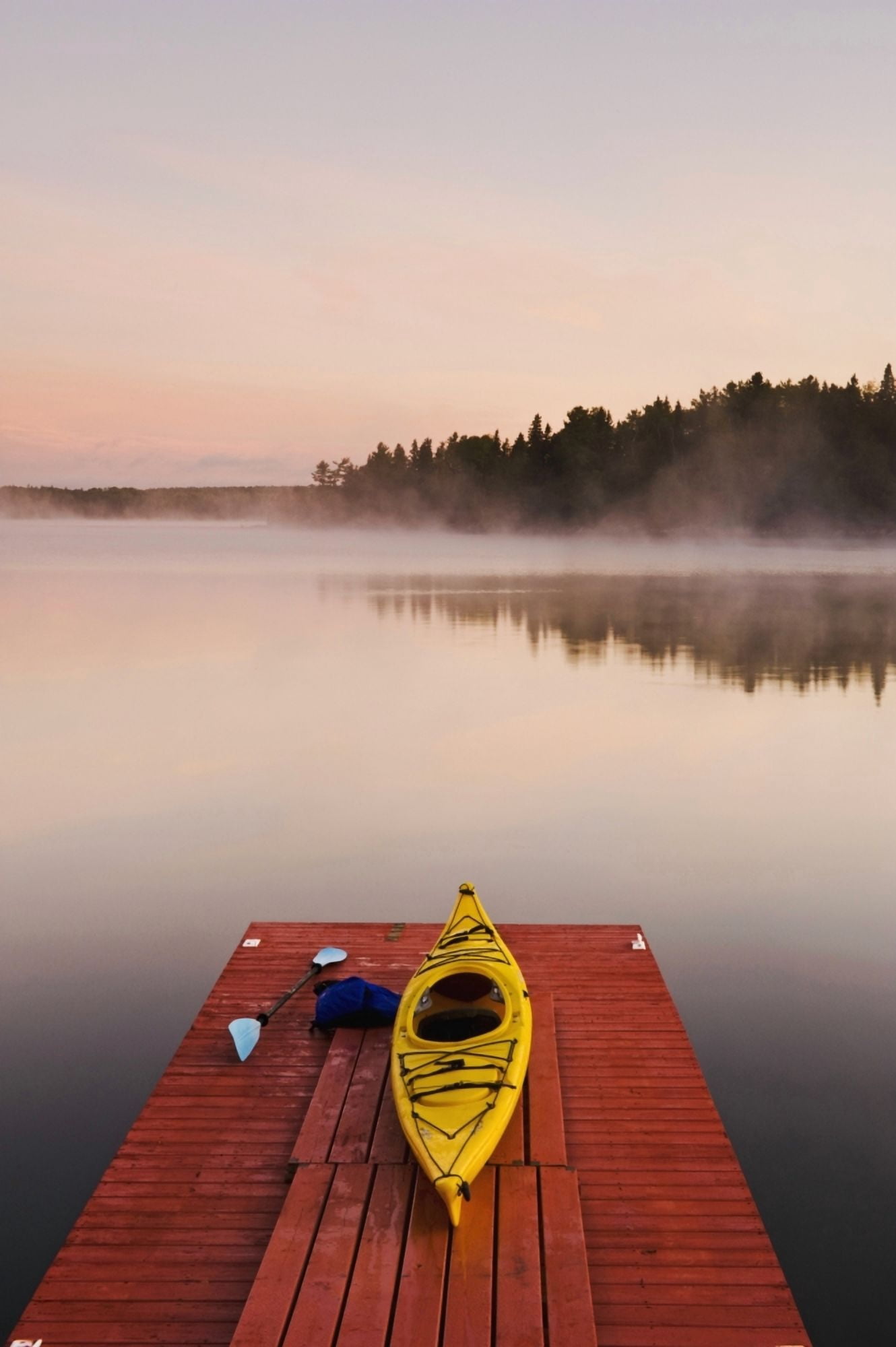 Kayak On Dock In Northwestern Ontario Lake Of The Woods Ontario Canada Canvas Art - Dave Reede Design Pics (24 x 36)