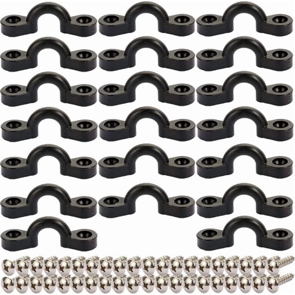 Kayak Pad Eye Kit, 20PCS Nylon Bungee Deck Loops Tie Down Pad Eye with 40 Screws for Canoe Boat Kayak Deck Rigging