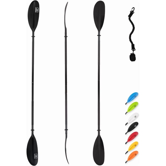 Kayak Paddle 86in/218cm, 90.5in/230cm, 95in/241cm Alloy Shaft Kayaking Boating Canoeing Oar with Paddle Leash