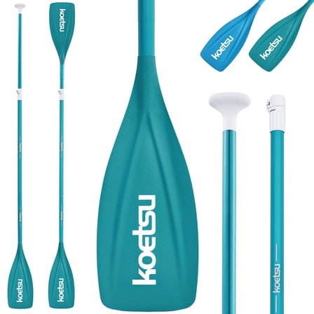 Kayak Paddle,KOETSU 2-in-1 Aluminum Alloy Boat Paddle Oars, Adjustable Canoe Board Paddles SUP Paddle Detachable 4 Piece, 85in,Green
