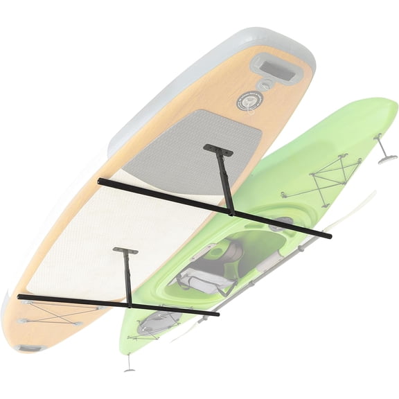 Kayak Rack for Garage Ceiling Mount - Adjustable Storage Hangers for 2 Kayaks, SUPs, or Surfboards