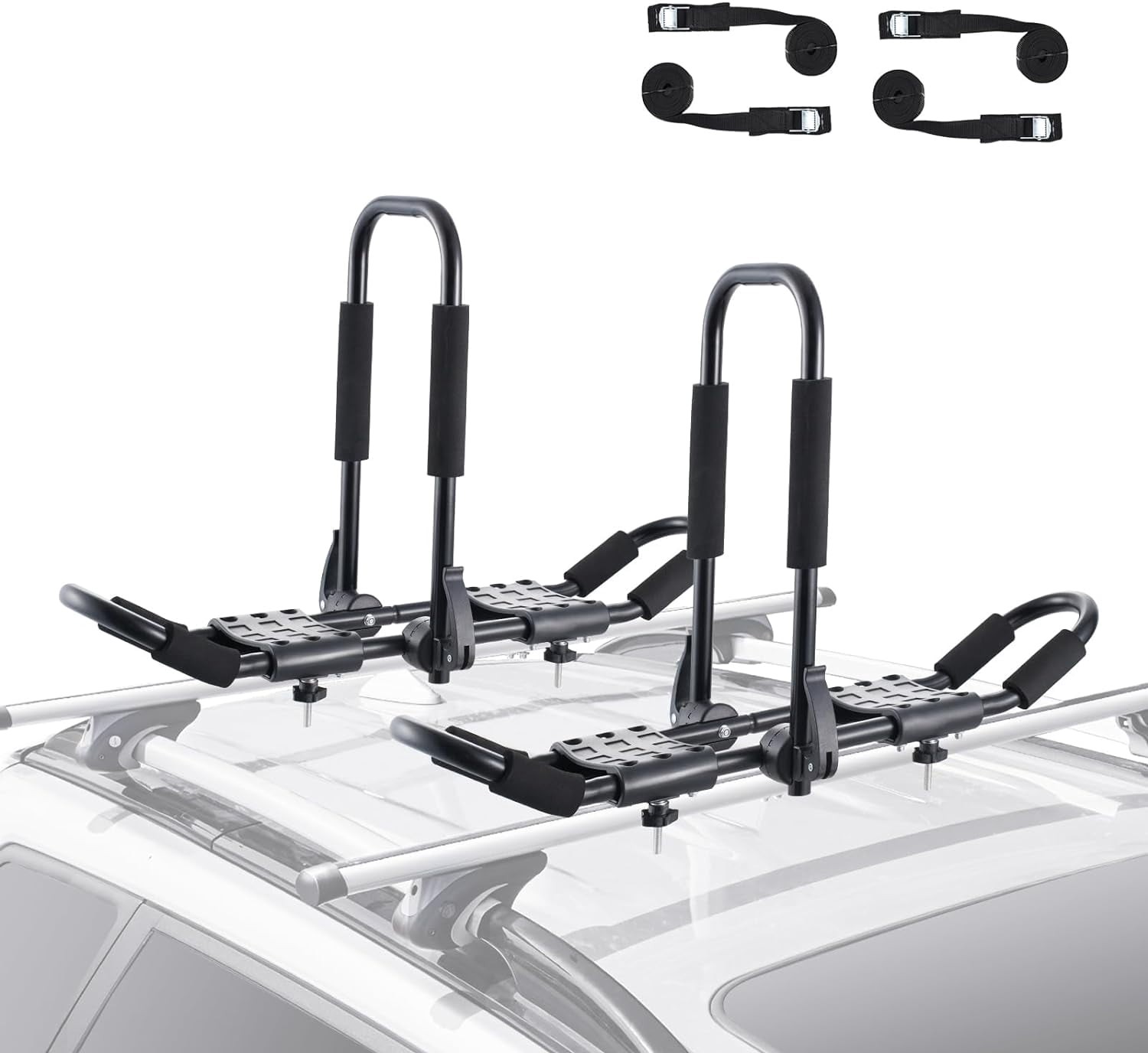 Collapsible Kayak Rack Kayak Roof Rack 1 Pair J-Bar, Folding Soft Roof Rack with 4 Pcs Tie ...