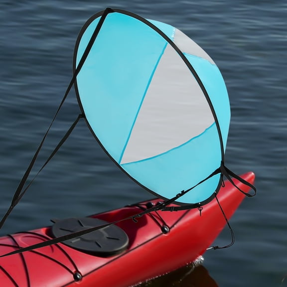 Kayak SUP Paddle Board Sail 42.5in Diameter Durable Nylon Fiberglass Lightweight Foldable Wind Sailboard with Storage Bag Easy Install for Surfing Canoe Inflatable Boat Outdoor Water Sports Blue