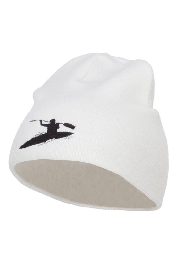 Kayak Sports Embroidered Short Beanie - White OSFM