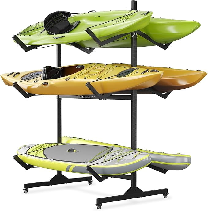 Movable Kayak Rack Kayak Storage Rack for 2-6 Kayaks Freestanding Kayak Rack for Outdoor ...