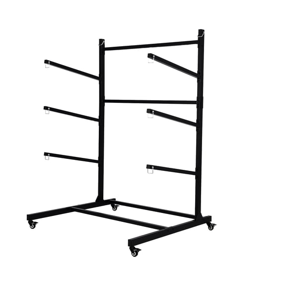 Kayak Storage Rack, Freestanding Heavy Duty Kayak Stand with Wheels for Kayak, Canoe, Surfboard and Paddleboard, 3-Tier Garage and Outdoor Storage Rack, Black