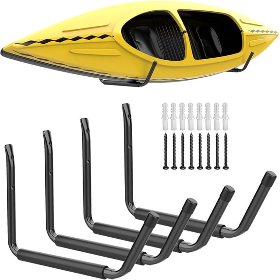 Kayak Storage Rack, Garage Storage Hooks for Canoe, Ladder, Bicycle, Folding Chairs, Surfboard, Snowboard, Hose and Tools, Indoor, Outdoor