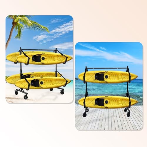 Kayak Storage Rack, Heavy Duty Adjustable Freestanding 2/4 Kayaks Stand ...